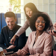 racially diverse group in a business setting